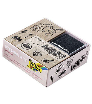 Комплект дървени печати Еднорог 12 части снимка