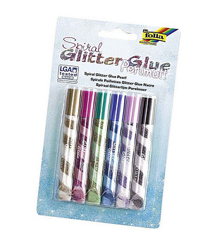 Цветно лепило с брокат - перлени спирали 6 бр. снимка