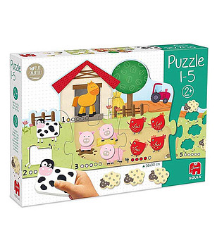 Дървен пъзел Научи се да броиш с животните във фермата снимка