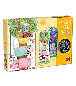 Прогресивен пъзел животни Ден и нощ 27 XXL части снимка