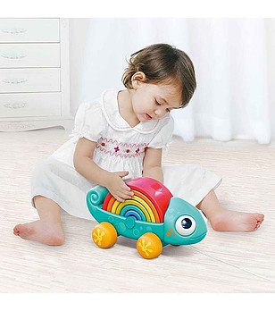 Бебешка играчка за дърпане 2 в 1 Хамелеон снимка