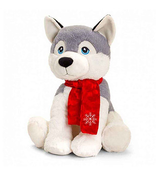 Eкологична плюшена играчка Хъски с шал 25 см снимка