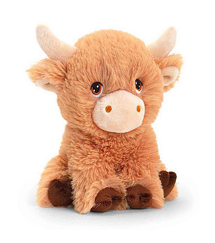 Екологична плюшена играчка Кафява рунтава крава 18 см снимка