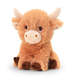 Екологична плюшена играчка Кафява рунтава крава 25 см снимка