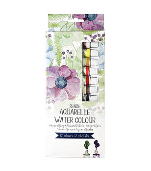 Акварелни водни бои 12 цвята 12 мл снимка