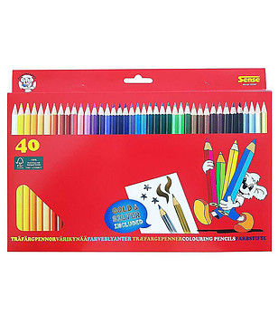 Цветни моливи 40 бр. включително златен и сребърен снимка