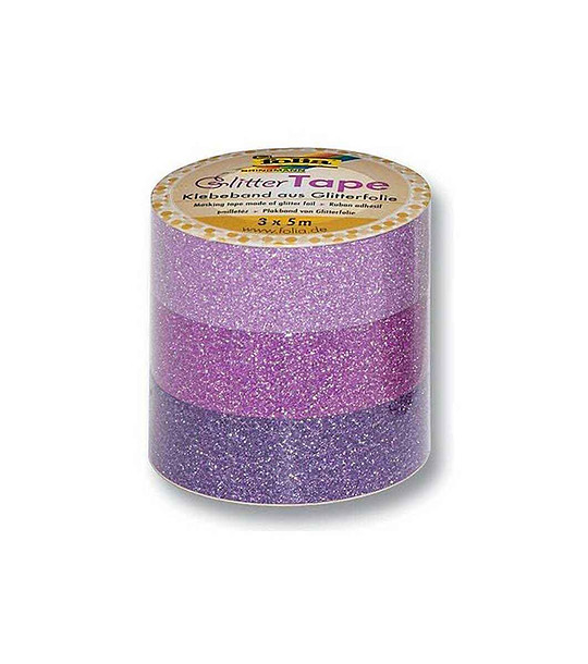 Комплект блестящи лепенки за декорации WASHI TAPE Розово-лилави, 3 бр. снимка