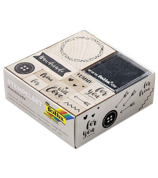 Комплект дървени печати HANDMADE 13 части снимка