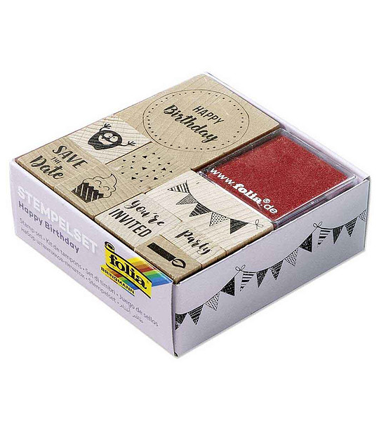 Комплект дървени печати Рожден ден 11 части снимка