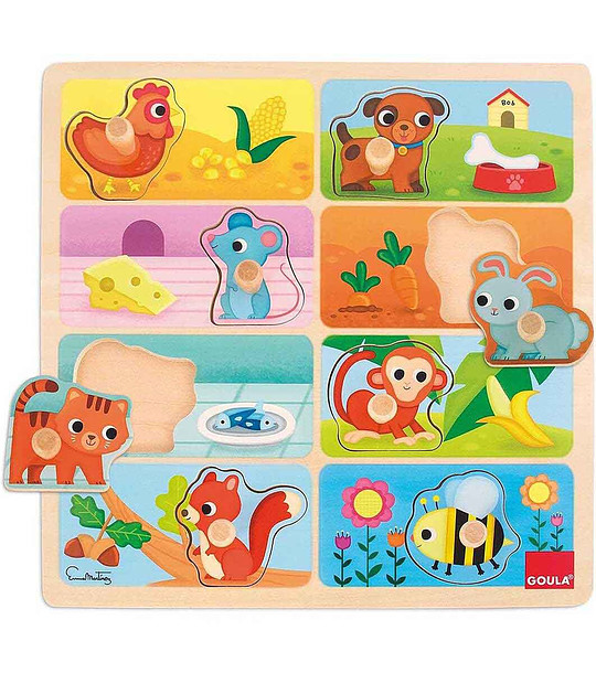 Дървен пъзел за най-малките Кой какво яде снимка