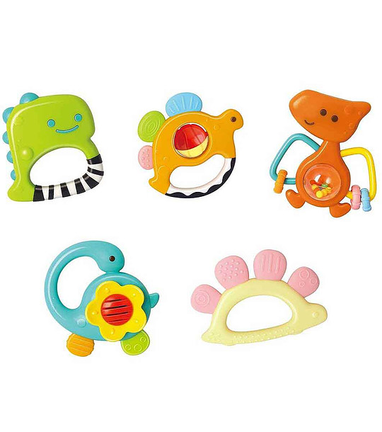 Комплект дрънкалки за бебе 5 бр. в кутия Динозаври снимка