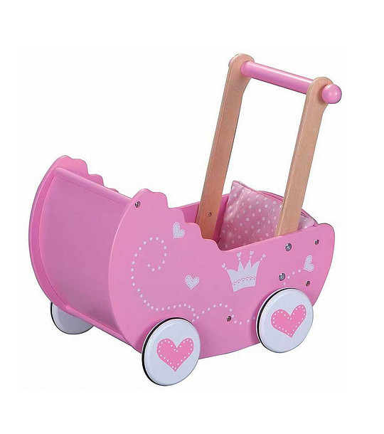 Дървена количка за кукли снимка