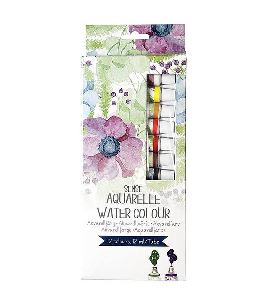 Акварелни водни бои 12 цвята 12 мл снимка