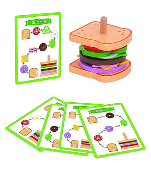 Дървена игра за нанизване Направи сандвич снимка