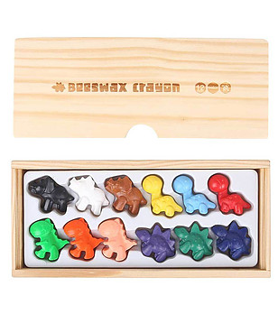 Пастели с пчелен восък Динозаври 12 цвята снимка