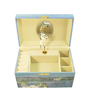 Голяма музикална кутия с чекмедже Бели коне снимка