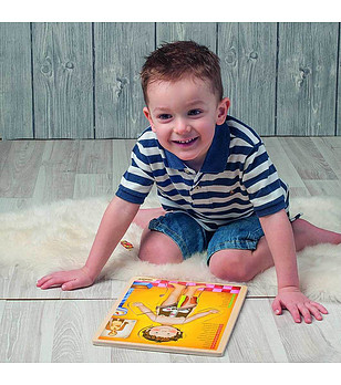 Дървен пъзел Човешко тяло английски език снимка