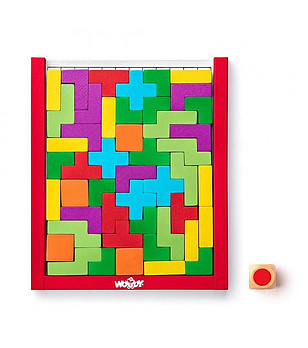 Дървена игра Тетрис със зарче снимка