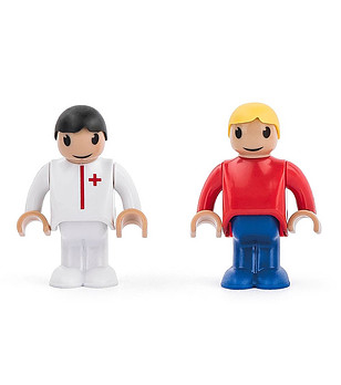 Комплект колички за дървено влакче Бърза помощ 4 части снимка