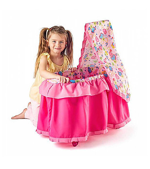 Креватче за кукли розово с балдахин снимка