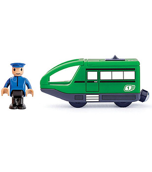 Локомотив с батерия и машинист зелен снимка