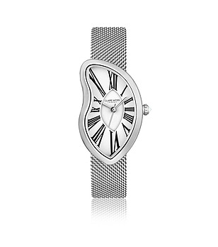 Сребрист дамски часовник с нестандартен дизайн Old money снимка