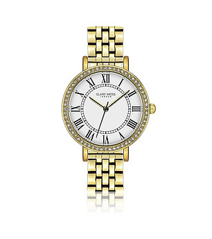 Дамски часовник в златисто с камъчета London снимка