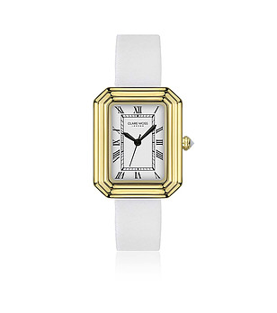 Златист дамски часовник с бяла кожена каишка Piccadilly снимка