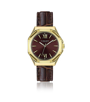 Дамски часовник в златисто и бургунд Burgundy снимка