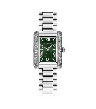 Дамски часовник в сребристо с камъчета и зелен циферблат Wimbledon снимка