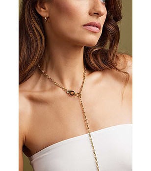 Златист комплект от колие и обеци Ldore снимка