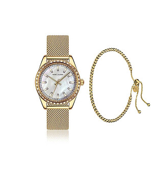 Комплект с часовник и гривна в златисто Tirana снимка