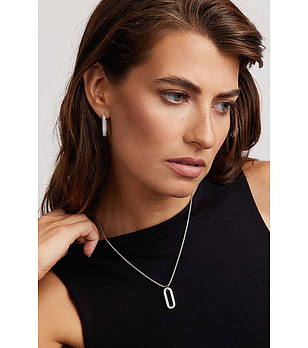 Комплект от колие и обеци с камъчета в сребристо Ciampino снимка