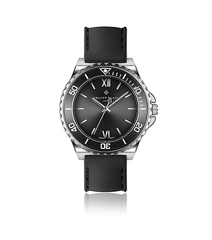 Мъжки часовник в черно и сребристо Wettingen снимка