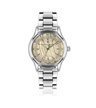 Сребрист мъжки часовник с ефектен циферблат Worb снимка