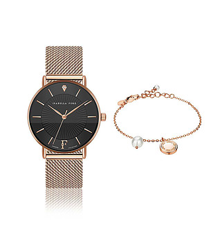 Дамски комплект от часовник и гривна в розовозлатисто Naomi снимка