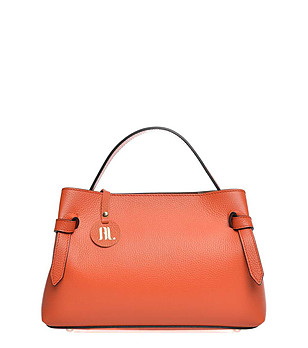 ОраНЖЕВА дамска чанта от естествена кожа снимка