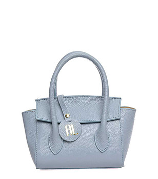 Малка кожена дамска чанта в светлосиньо снимка