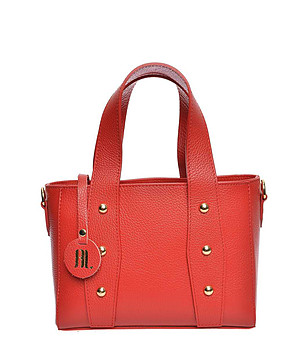 Червена малка дамска чанта от естествена кожа снимка