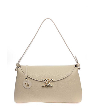 Бежова дамска чанта от естествена кожа снимка