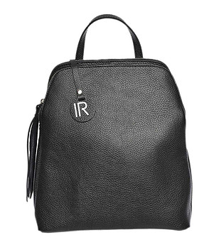 Черна кожена дамска раница снимка