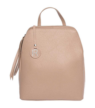 Кожена дамска раница в цвят пудра снимка