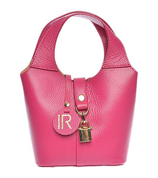 Малка розова дамска кожена чанта снимка