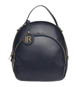 Дамска раница от естествена кожа в тъмносиньо снимка