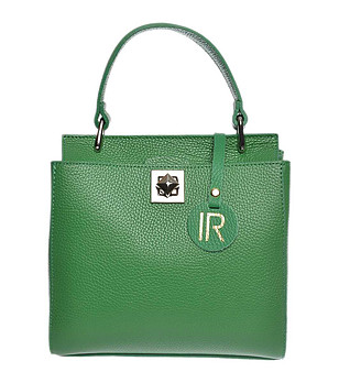 Зелена дамска кожена чанта снимка