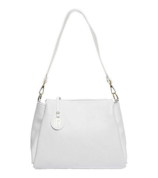 Дамска бяла чанта от естествена кожа снимка