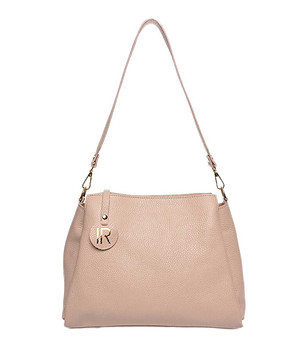 Дамска чанта от естествена кожа в цвят пудра снимка