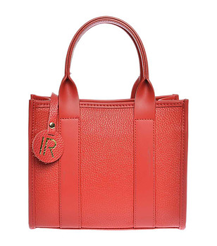 Дамска кожена червена чанта снимка