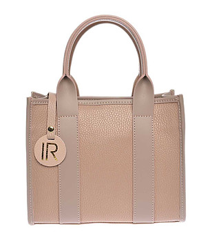 Дамска кожена чанта в цвят пудра снимка