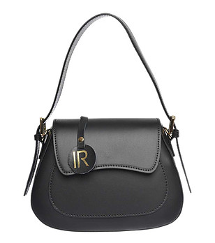 Черна малка дамска чанта от естествена кожа снимка